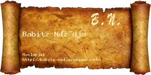 Babitz Nádja névjegykártya